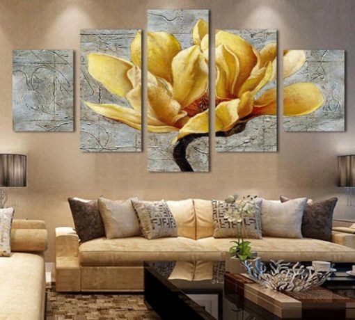 5 Pieces Yellow Flower Canvas