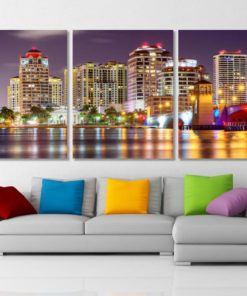 West Palm Beach Panoramic Canvas Art Palm Beach Canvas Print Palm Beach Photo Florida Skyline Florida Wall Art Florida Print Florida Decor