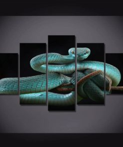 Snake Wall Art, Snake Canvas Art, Blue Snake Multi Panels Print, Wall Decor, Mural, 3 Piece Canvas, Snake Lover Gift,