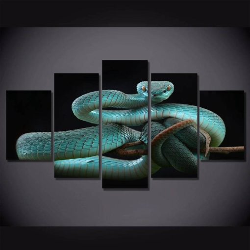 Snake Wall Art, Snake Canvas Art, Blue Snake Multi Panels Print, Wall Decor, Mural, 3 Piece Canvas, Snake Lover Gift,