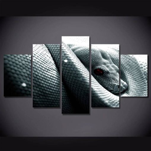 Snake Wall Art,Snake Canvas Art, Grey Snake Canvas Print,Multi Panels, Split Canvas, Home Decor, Mural, Poster, Reptile Lover Gift