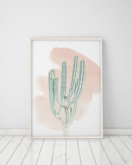 Wall Art Cactus Print Blush Pink Wall Art Modern Prints Blush Pink Decor