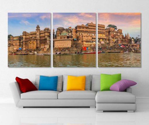 Varanasi India Panoramic Canvas Print Varanasi Skyline Indian Wall Art India Photo India Canvas Art India Print Ancient Architecture Canvas