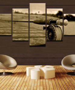 Fishing Rod Wall Art, Fishing Canvas Art, Multi Panel, Wall Decor, Split Canvas, Framed Poster, Fishing Lover, Gift For Him, Wall Decor