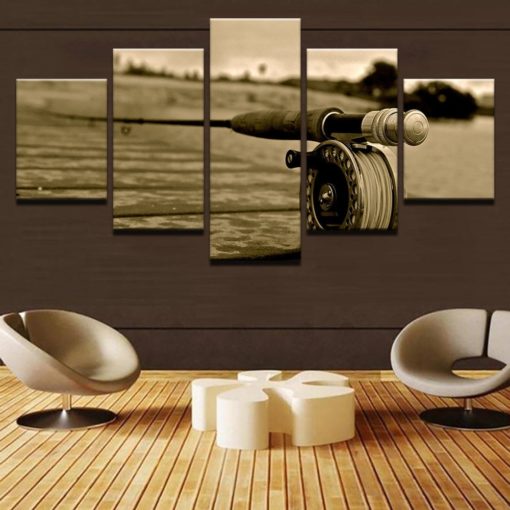 Fishing Rod Wall Art, Fishing Canvas Art, Multi Panel, Wall Decor, Split Canvas, Framed Poster, Fishing Lover, Gift For Him, Wall Decor