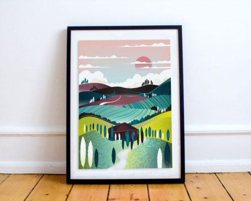 Tuscany Print | Italian Landscape | Landscape Print | Travel Poster | Nursery Wall Art