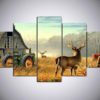 5 Pieces Forest Deer In The Field Canvas