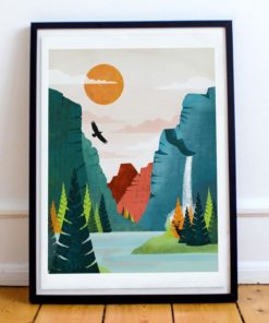 Yosemite Print | Sierra Nevada mountains | National Park | Travel Poster
