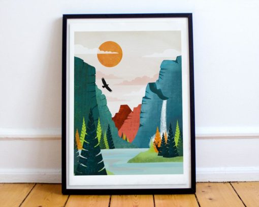 Yosemite Print | Sierra Nevada mountains | National Park | Travel Poster