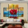 Water Lily Wall Art Canvas Paintings in 1-3-4-5 Panels. A decor & design for your interior house, office...