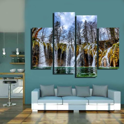 Plitvice Crotia Wall Art Canvas Paintings in 1-3-4-5 Panels. A decor, design for your interior house, office...