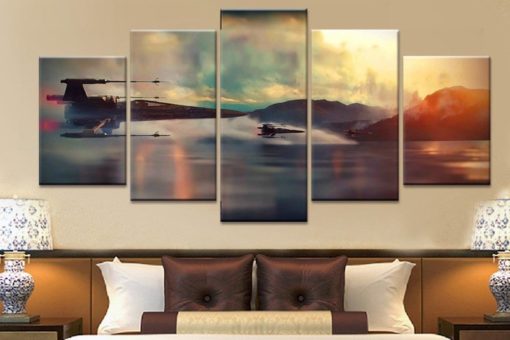 5 Pieces Starwars Colorful Battle Canvas Art