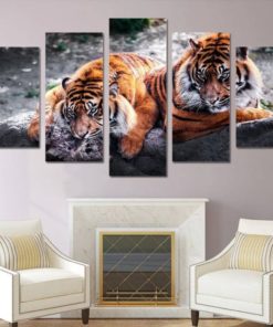 Tiger Wall Art, Tiger In Snow Canvas Art, Tiger Wall Decor, Baby Tiger Painting, Tiger Multi Panels Print, Tiger Split Canvas Set,Mural