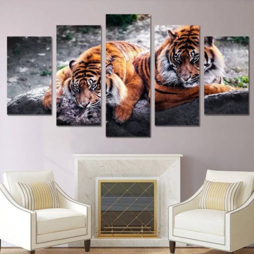Tiger Wall Art, Tiger In Snow Canvas Art, Tiger Wall Decor, Baby Tiger Painting, Tiger Multi Panels Print, Tiger Split Canvas Set,Mural
