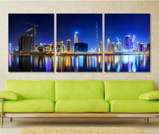 Extra Large Dubai Canvas Art Dubai Panorama Dubai Canvas Print Dubai Skyline Dubai Wall Art Dubai Photo UAE Print Home Office Dubai Decor