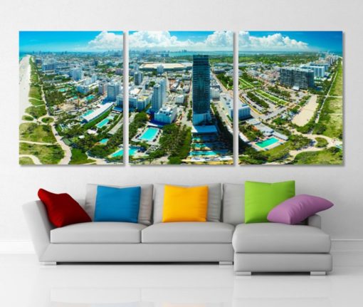 Large Miami Canvas Art Miami Panoramic Canvas Print Miami Photo Miami Skyline Miami Wall Art Miami Print Florida Wall Art Miami Poster