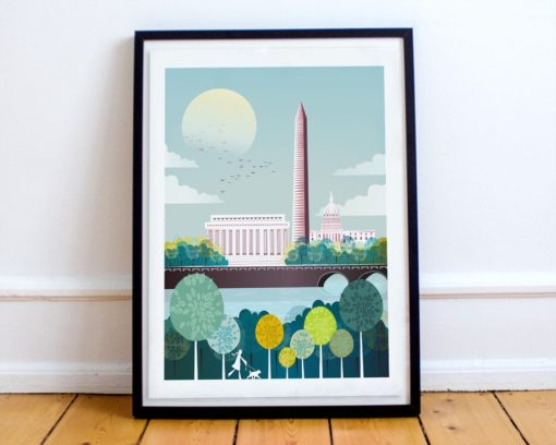 Washington Print | City Skyline Art | Washington Poster | Lincoln Memorial Print | Travel Wall Art