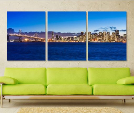 San Francisco Panoramic Canvas Print San Francisco Wall Art San Francisco Photo San Francisco Bridge Photo San Francisco Decor California