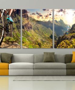 Downhill Bike Panoramic Canvas Print Velo Biker Gift Mountain Bike Extreme Bike Print Boys Room Living Room Home Decor Sport Wall Art Dirt