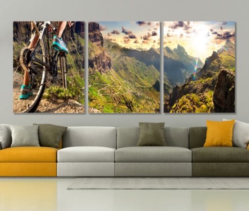 Downhill Bike Panoramic Canvas Print Velo Biker Gift Mountain Bike Extreme Bike Print Boys Room Living Room Home Decor Sport Wall Art Dirt