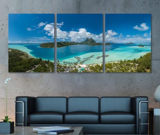 Bora Bora Panoramic Print Bora Bora Canvas Art Beach Print Beach Wall Art Tropical Canvas Art Bora Bora Wall Art Ocean Wall Art Sea Canvas