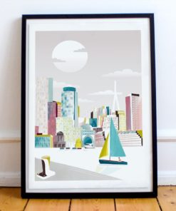 Boston Print | Boston Skyline | City Skyline Art | Nursery Travel Theme