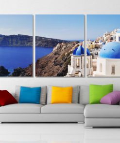 Santorini Panoramic Canvas Art Greece Canvas Print Greek Wall Art Santorini Skyline Home Decor Living Room Decor Office Greece Large Poster