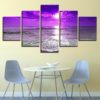Beach Wall Art, Purple Painting, Seascape Canvas Set, 5 Piece Canvas Art, Ocean Sea Print, Living Room Decor, Seaview Picture
