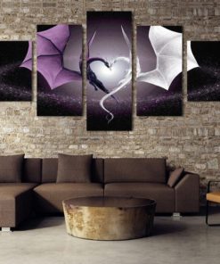 Dragon Wall Art, Dragon Wall Decor, Dragon Canvas Art, Two Dragons 5 Piece Canvas Print, Dragon Wall Painting, Dragon Framed Artwork
