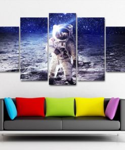 Astronaut Wall Art, Space Canvas Art, Moon Wall Decor, Universe Large Canvas Set, Multi Panel, Split Canvas, Framed Poster, Spacial Decor
