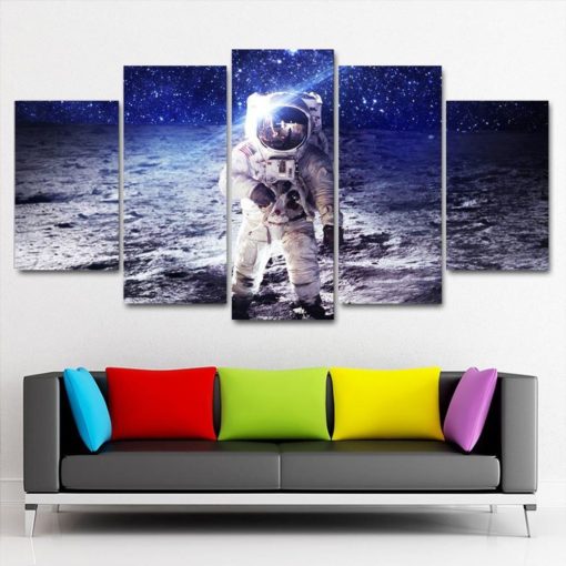 Astronaut Wall Art, Space Canvas Art, Moon Wall Decor, Universe Large Canvas Set, Multi Panel, Split Canvas, Framed Poster, Spacial Decor