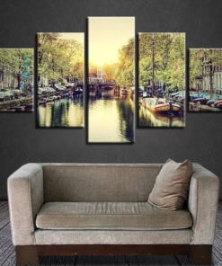 Amesterdam Wall Art, Amesterdam Canvas Art, Amesterdam Multi Panel Print, city, Landscape Painting, Mural, Wall Decor, Framed