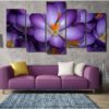 Flower Wall Art, Flower Canvas Art,Flower Painting, Purple Flower 5 Piece Canvas Print, Purple Flower Painting,Purple Flower Wall Decor
