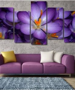 Flower Wall Art, Flower Canvas Art,Flower Painting, Purple Flower 5 Piece Canvas Print, Purple Flower Painting,Purple Flower Wall Decor