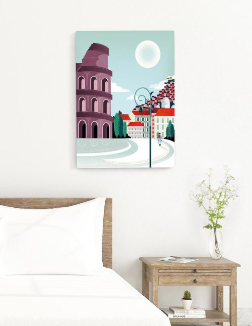 Rome Art | Italy Wall Art | Colosseum | Framed Canvas | Travel Poster