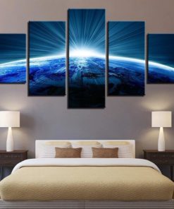 Planet Earth Wall Art, Universe Canvas Art, Solar System Wall Decor, Milky Way Canvas Set, Split Canvas, Multi Panel, Large Framed Poster