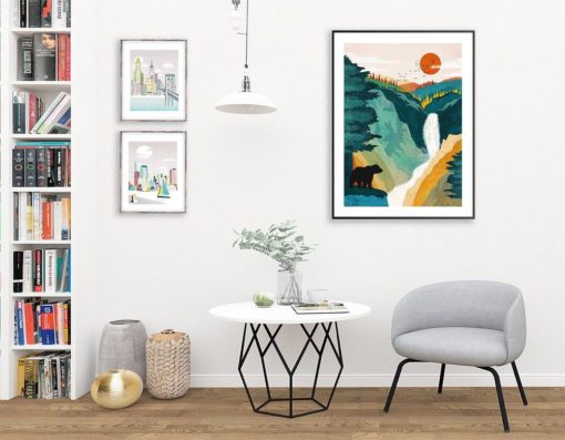 Yellowstone Poster | National Park Art | Mountain Print | Travel Poster