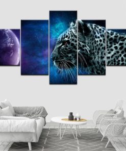 Cheetah Wall Art, Space Wall Decor, Cheetah Canvas Art, Animal Home Decor, Large Canvas Set, Multi Panel, Framed Poster, Ready To Hang