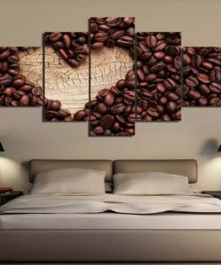 Coffee Wall Art, Breakfast Canvas Art, Kitchen Decor, Coffee Grains Wall Decor, Restaurant Split Canvas, Multi Panel, Framed Poster, Print