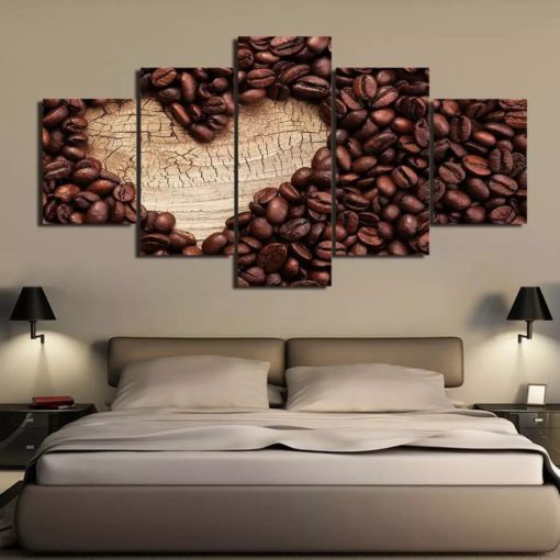 Coffee Wall Art, Breakfast Canvas Art, Kitchen Decor, Coffee Grains Wall Decor, Restaurant Split Canvas, Multi Panel, Framed Poster, Print