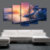 Beach Wall Art, Wave Canvas Art, Sunset Wall Decor, Beach Wave 5 Piece Canvas Print, Beach Sunset Photo, Sea Wall Art, Ocean Art, Framed