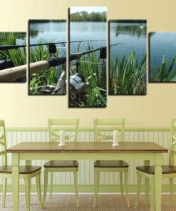 Fishing Wall Art, Fishing Canvas Art, Lake Fishing Wall Decor, Fishing Lover, Gift For Him, Man Cave Decor, Large Canvas Set, Gift For Dad