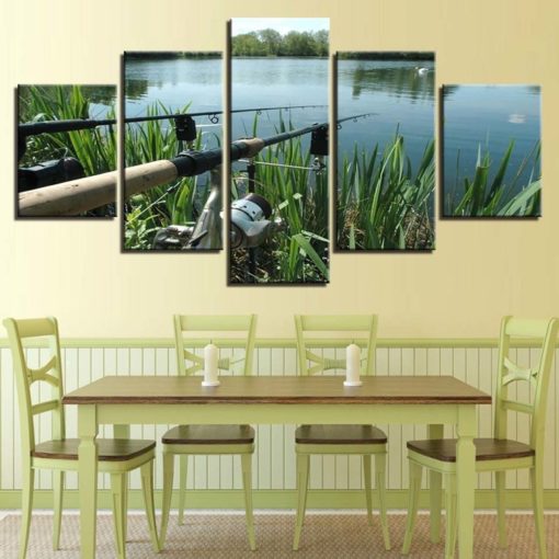 Fishing Wall Art, Fishing Canvas Art, Lake Fishing Wall Decor, Fishing Lover, Gift For Him, Man Cave Decor, Large Canvas Set, Gift For Dad