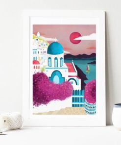 Santorini Wall Art | Santorini Print | Greek Island | Travel Poster