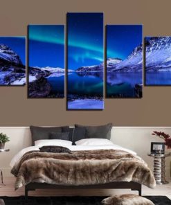 Aurora Borealis Painting, Aurora Borealis Wall Art, Aurora Borealis Canvas Art, Northen Lights, Mountain Wall Art, Mountain Canvas Print