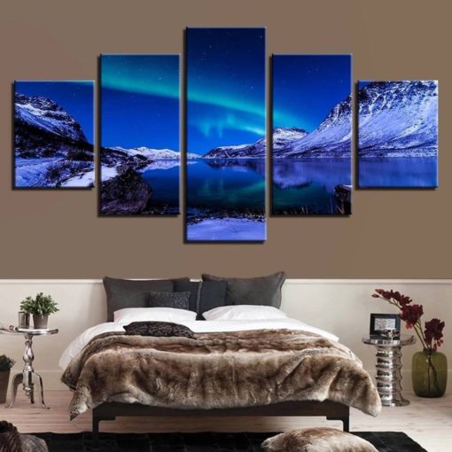 Aurora Borealis Painting, Aurora Borealis Wall Art, Aurora Borealis Canvas Art, Northen Lights, Mountain Wall Art, Mountain Canvas Print