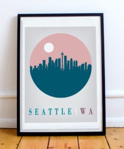 Seattle Poster | Space Needle Print | Seattle Skyline | Washington State Print