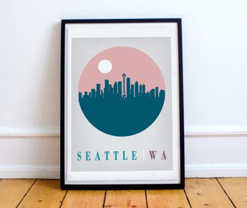 Seattle Poster | Space Needle Print | Seattle Skyline | Washington State Print