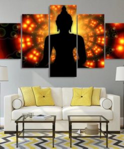 Buddha Wall Art, Buddhism Canvas Art, Terracotta Wall Decor, Psychedelic, Meditation, Poster, Yoga, Framed, Large, Split, Ready To Hang