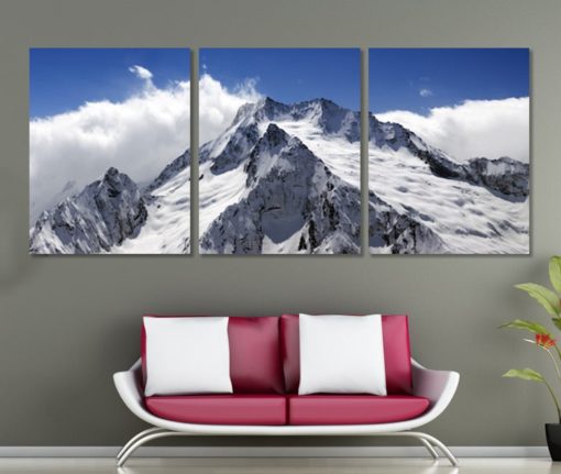 Snow Mountains Panoramic Canvas Print Mountains Wall Art Climber Gift Mountain Photo Alpinist Canvas Art Nature Wall Art Winter Wal Decor